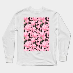 Pink Lotus Pattern Long Sleeve T-Shirt